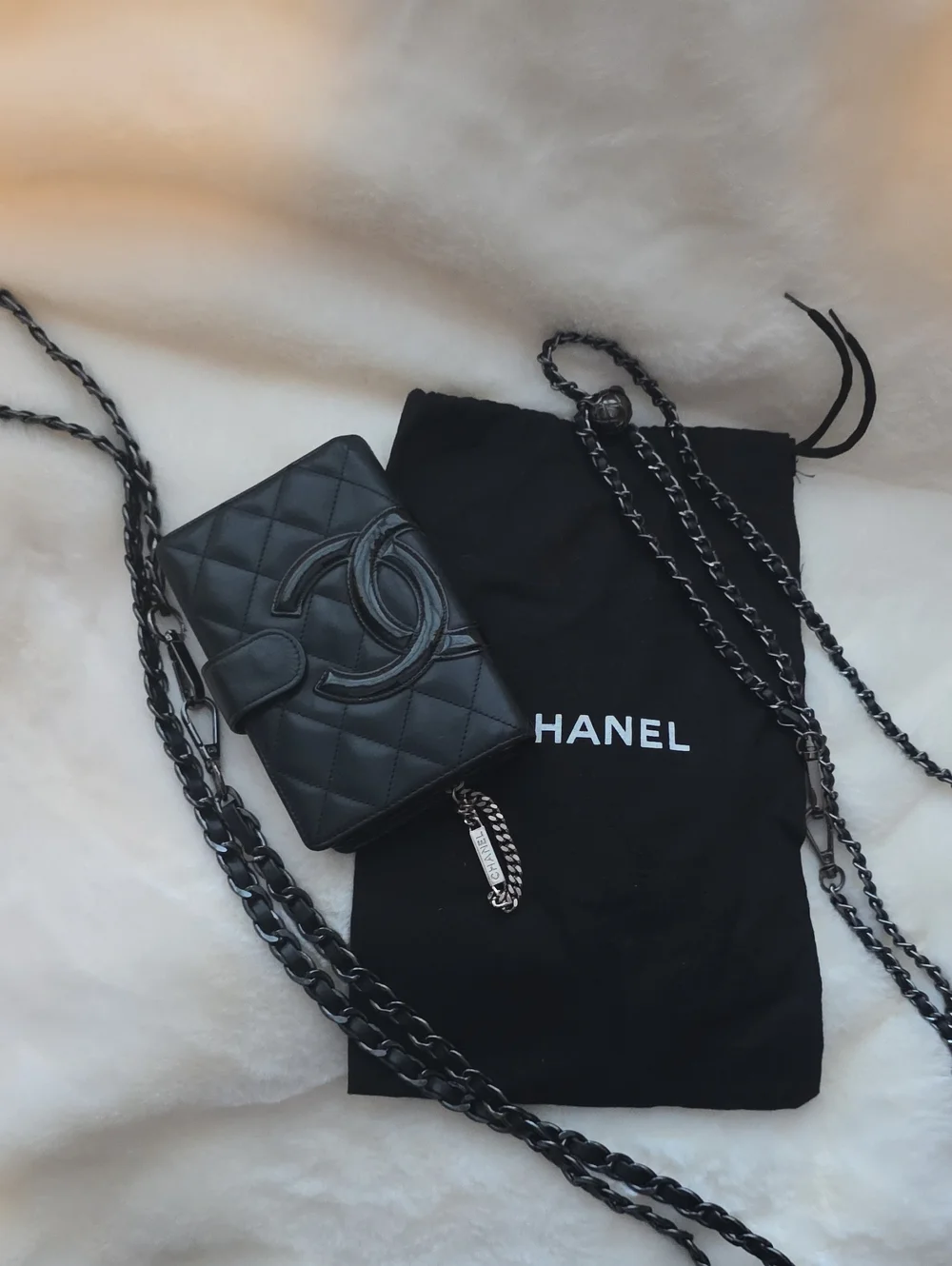 100% Authentic CHANEL Black Quilted Lambskin Wallet